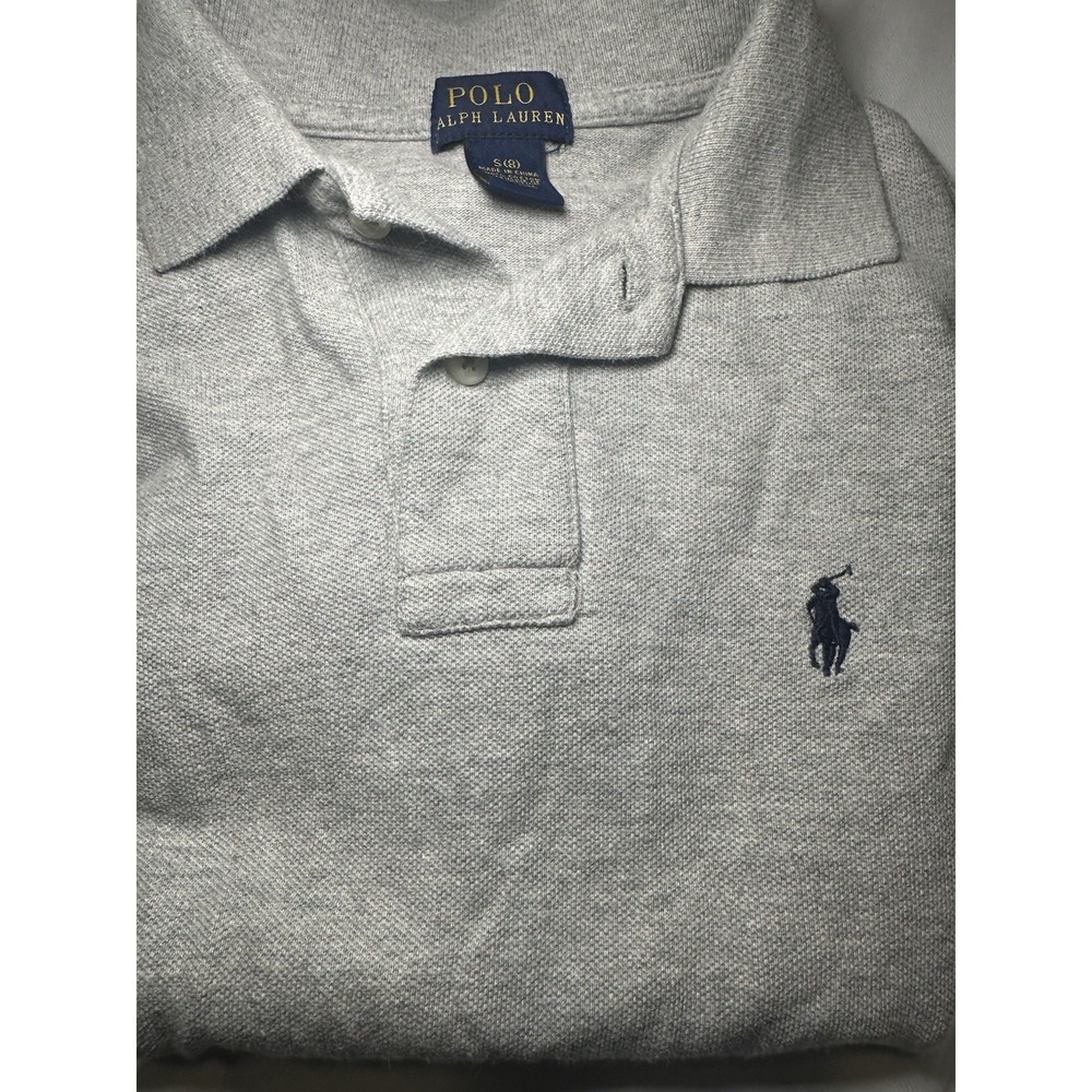 Polo Ralph Lauren Boys Gray Short Sleeve Polo Shirt Size S 8 Classic Cotton - Picture 7 of 8